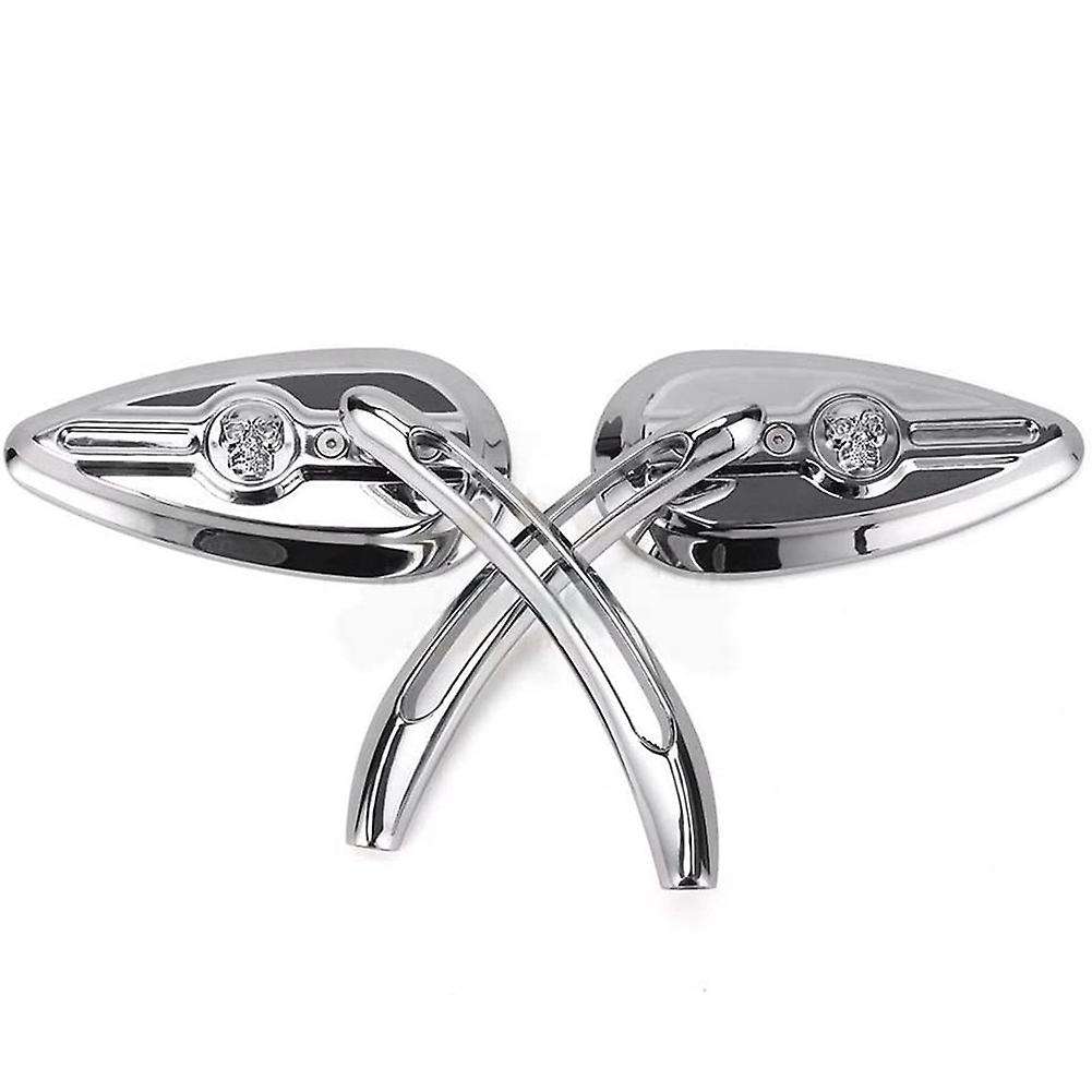 1 Pair Skull Rearview Mirrors Motorcycle Aluminum Side Rear View Mirror for Softail Cruiser