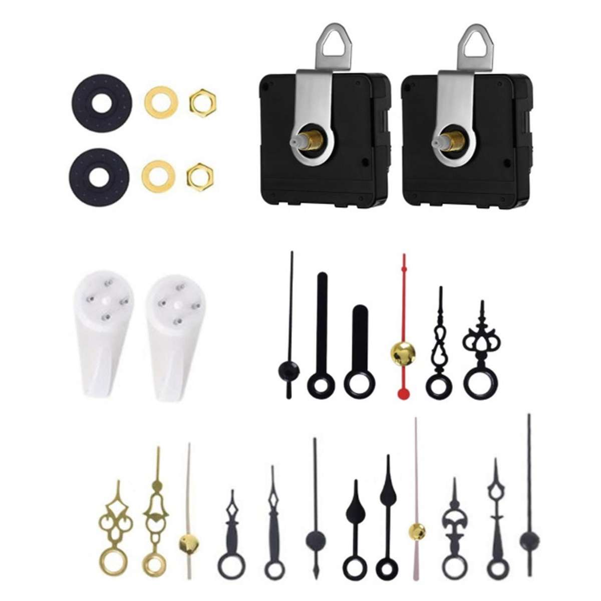 1 Set Silent Quartz Movement Mechanism DIY Clock Motor Kit with 6 Different Hands Repair Parts Repla