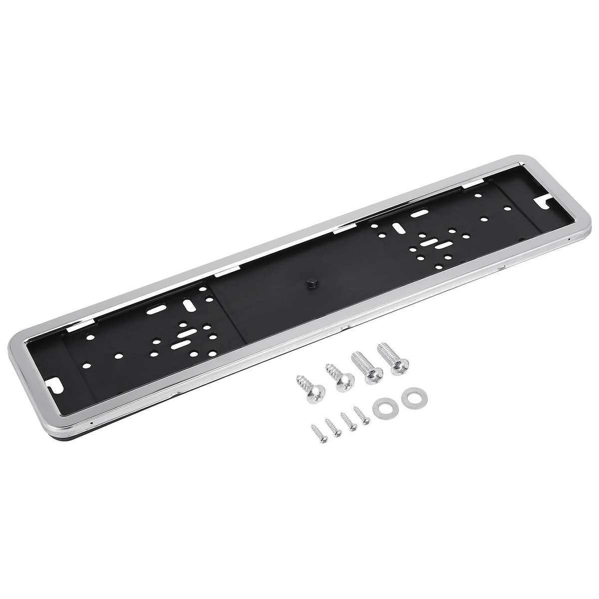 1 Set Stainless Steel European German Russian 8K Car License Plate Frame (Silver)