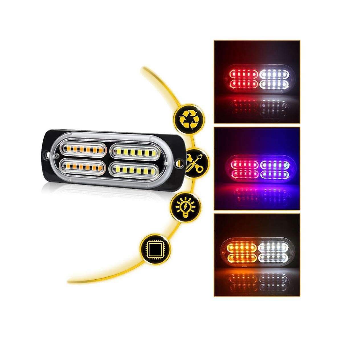 1 Tow 8 In Warning Lights Strobe Side Lights Grille Lights White