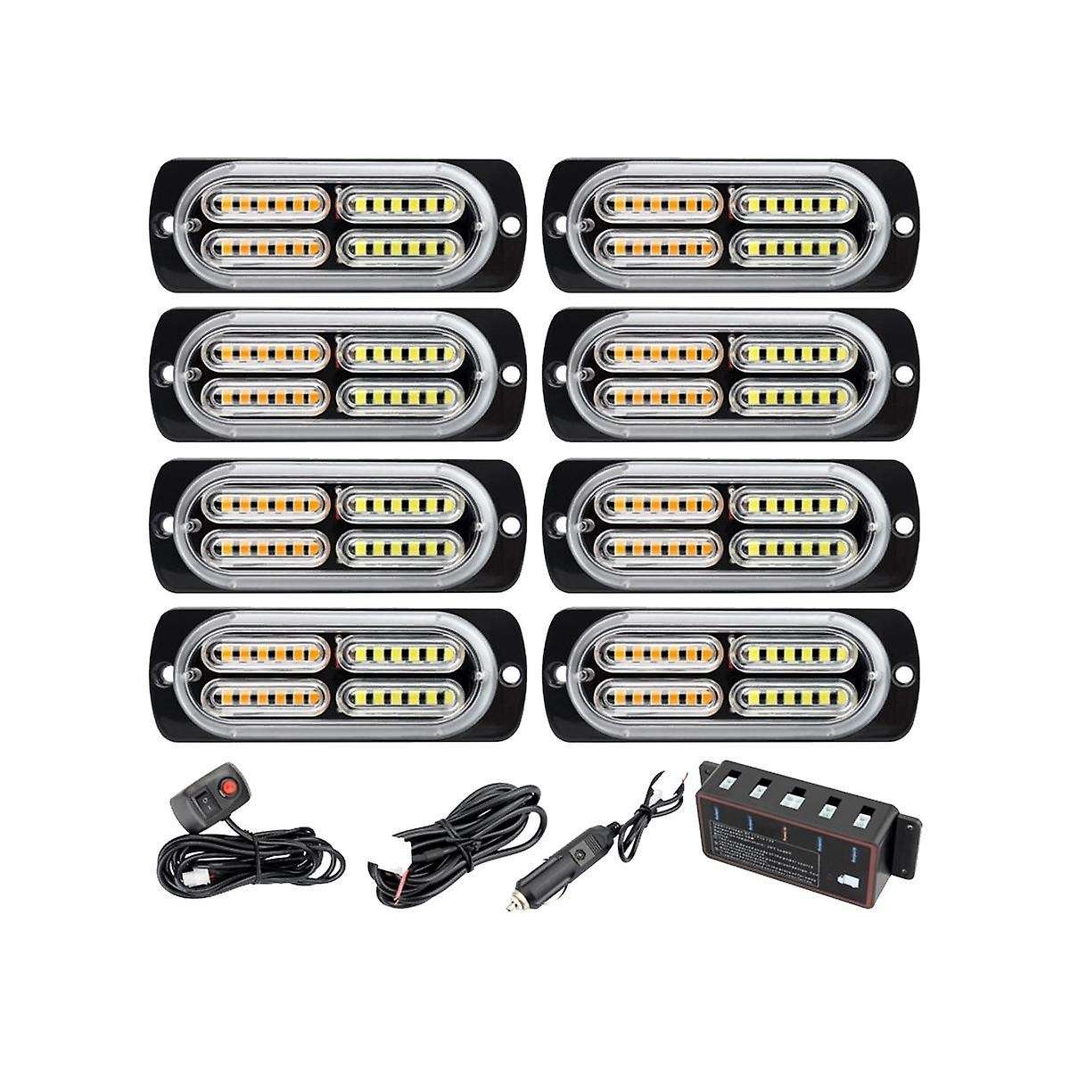 1 Tow 8 In Warning Lights Strobe Side Lights Grille Lights White