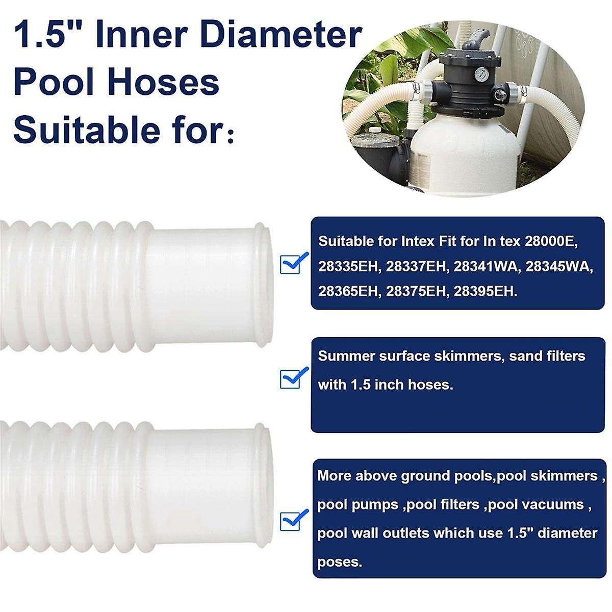 1.5in Pool Hoses for Above Ground Pools, 1.5in Diameter Pool Pump Replacement Hose 5 Filter Pump Hos
