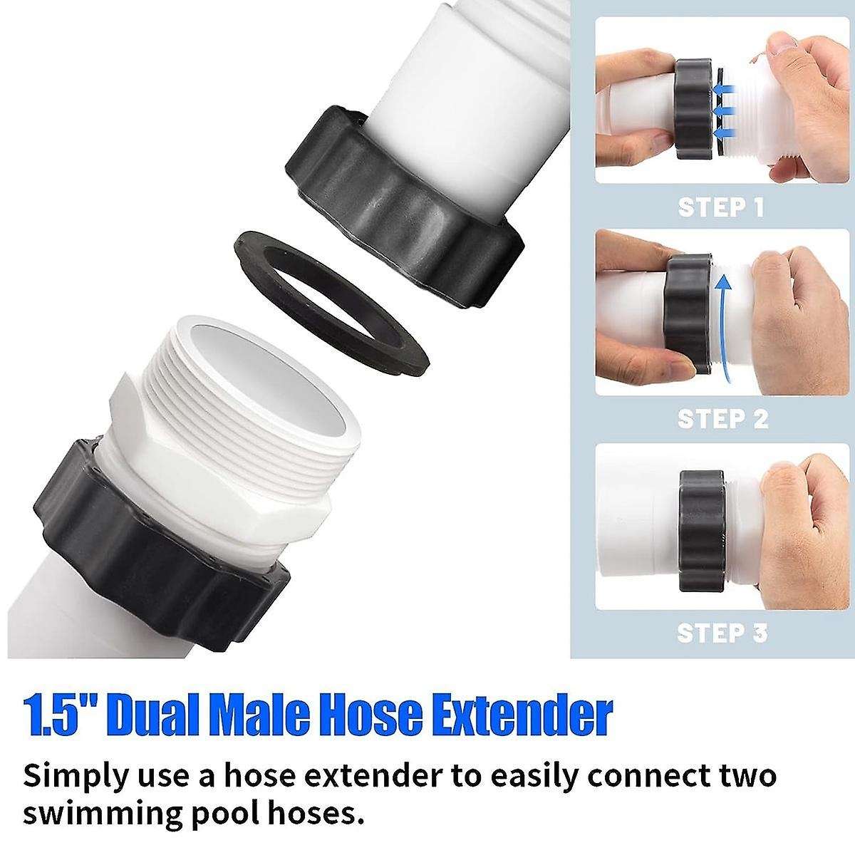 1.5inch to 1.5inch Pool Hose Connector - Pool Hose Adapter for Above Ground Swimming Pool Hose And