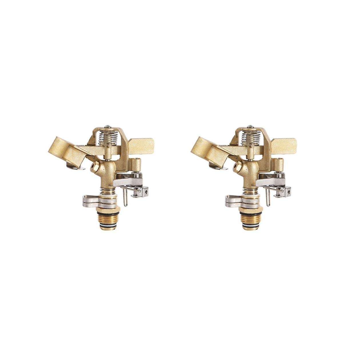 1/2 Inch Brass Impact Sprinkler 2 Pack, Heavy Duty Lawn Sprinkler Head with Nozzles, Adjustable 20