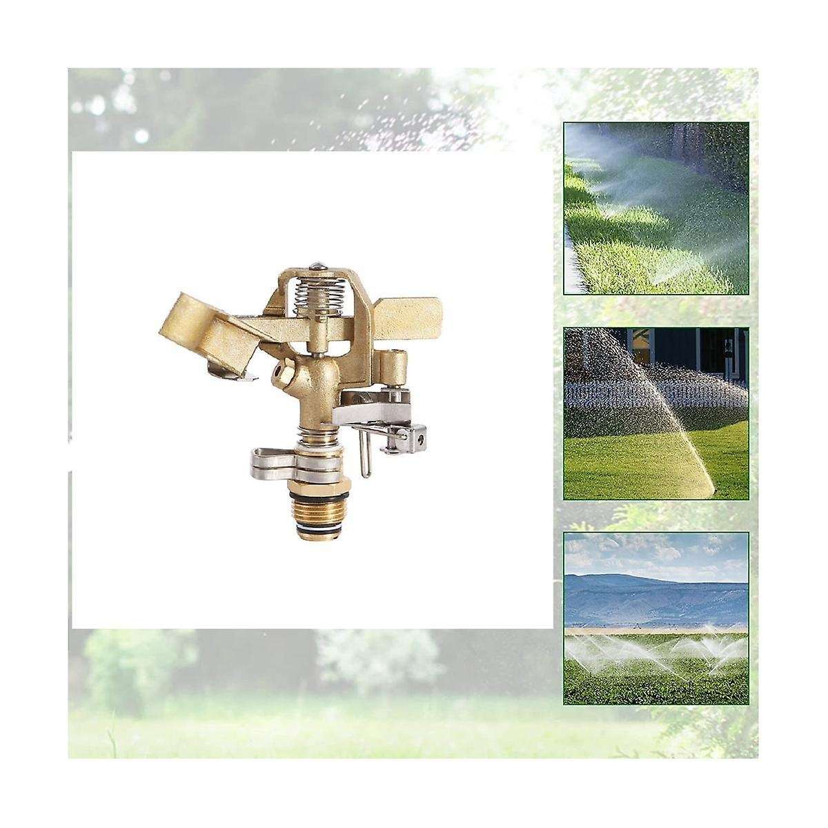 1/2 Inch Brass Impact Sprinkler 2 Pack, Heavy Duty Lawn Sprinkler Head with Nozzles, Adjustable 20