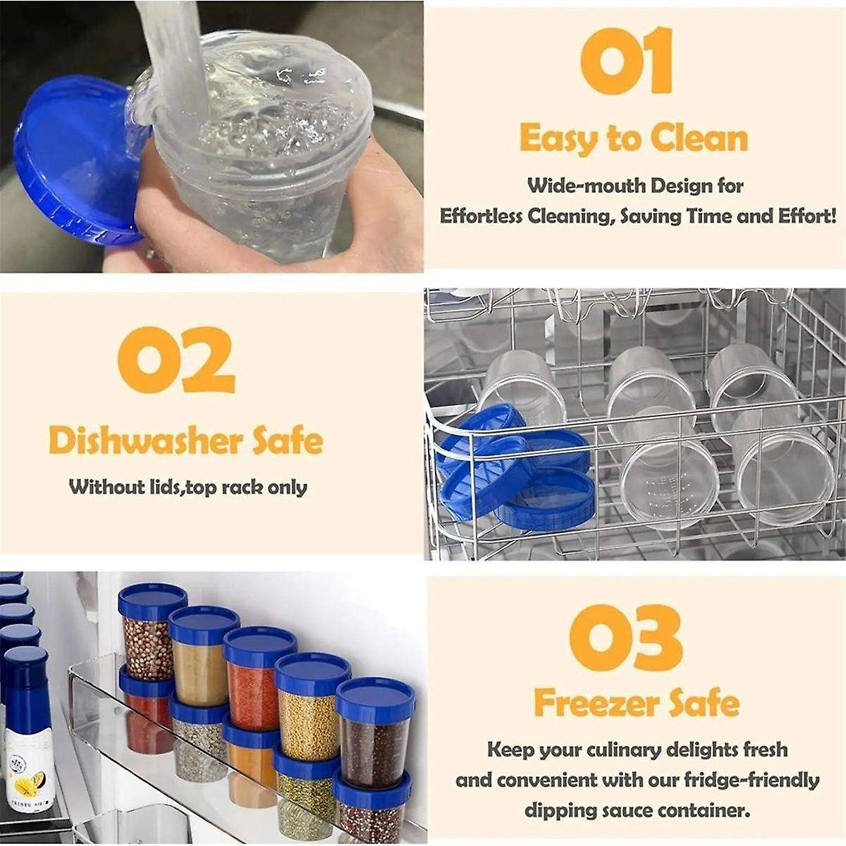 10 Pack 4oz Salad Dressing Container to Go,Small Containers with Lids Leakproof Condiment Containers