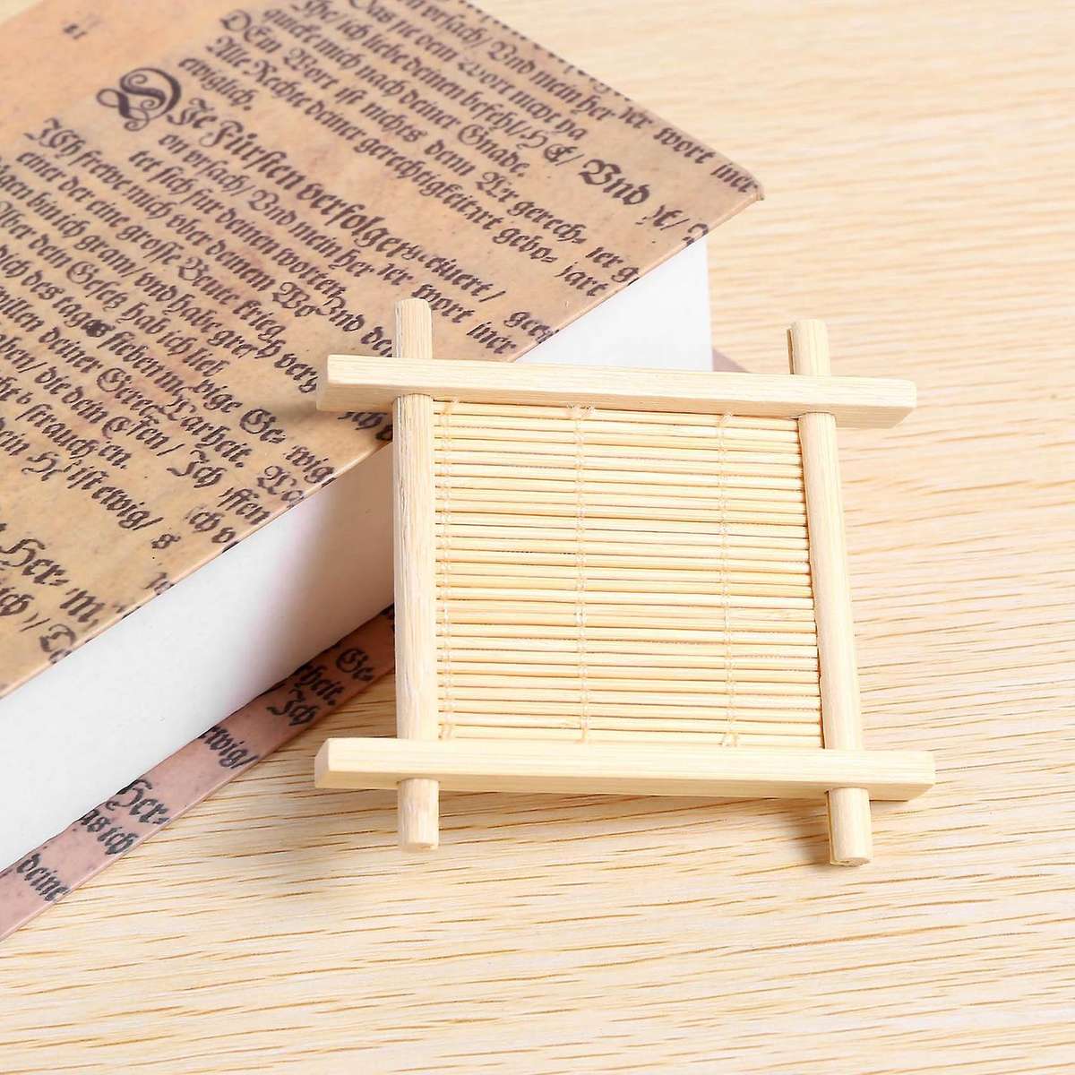 10 Pack Bamboo Coasters Coffee Cups Mats Teacup Saucers Square Tea Cup Mat for Kungfu Tea Table Pla