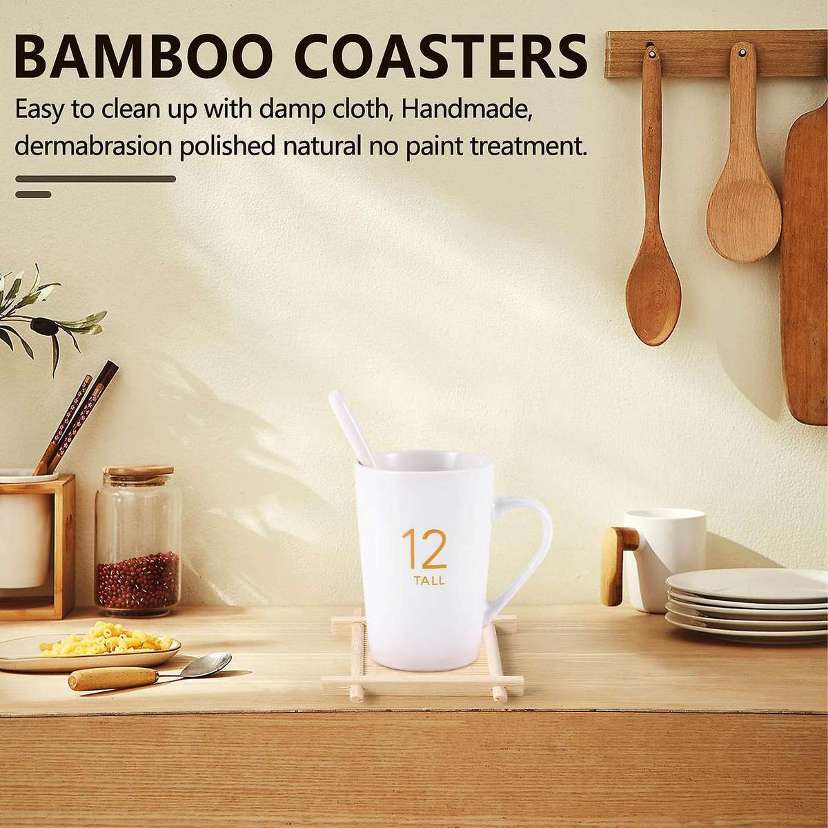 10 Pack Bamboo Coasters Coffee Cups Mats Teacup Saucers Square Tea Cup Mat for Kungfu Tea Table Pla