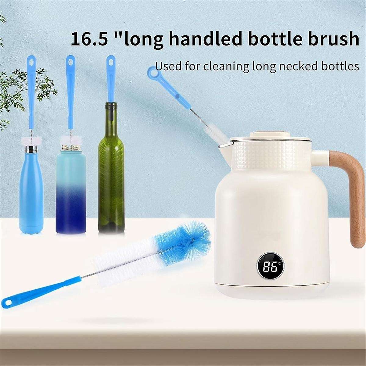 10 Pack Bottle Cleaning Brush Set, Long Handle Stainless Steel Bottle Cleaner Brush, Deep Cleaning H