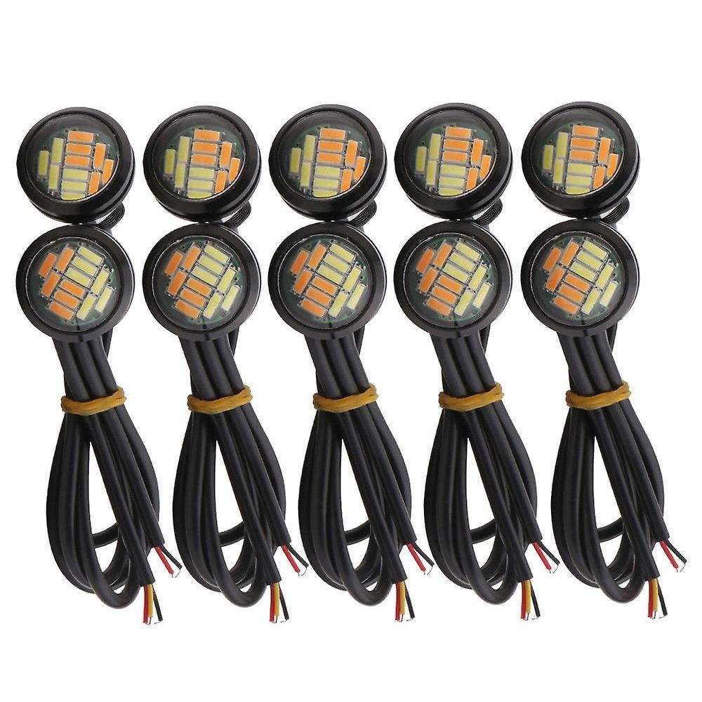 10 Pcs 12V 23Mm Dual Color Switchback 4014 Smd 12 Led Drl Turn Lights