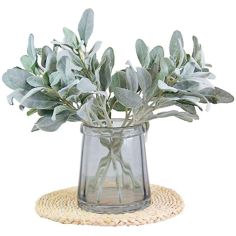 10 Pcs Artificial Flocked Lambs Ear Leaves Flocked Compatible Home Wedding