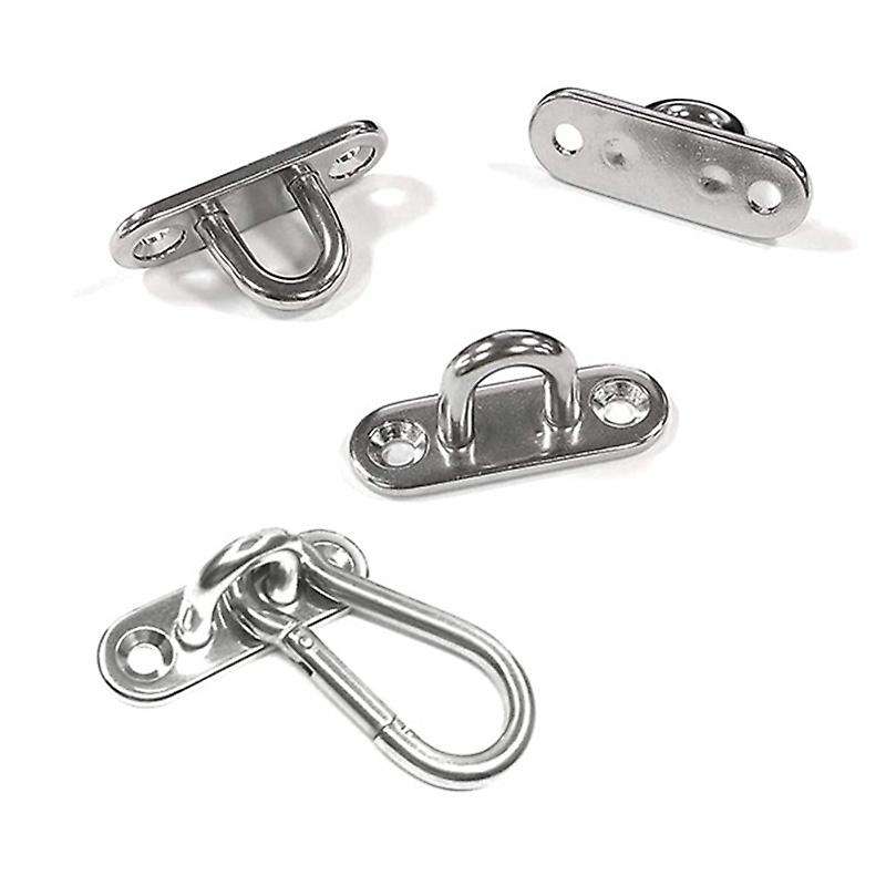 10 Pcs Stainless Eye Plate U Hook,10 Pcs Stainless Steel Snap Hook, Staple Hook Loop with Screw