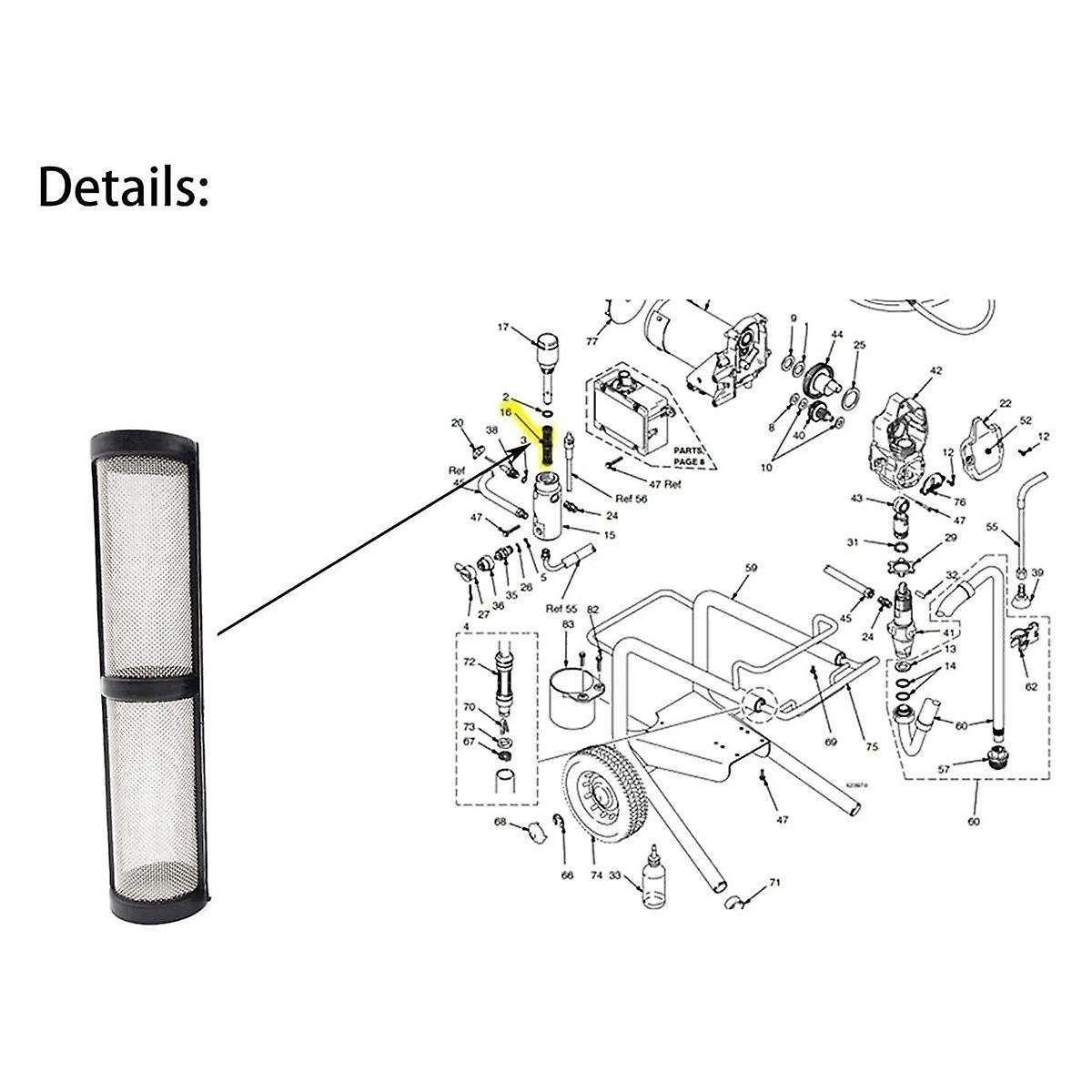 10 Pieces Airless Paint Sprayer Filters 390 395 490 495 595 Pump Manifold Strainer 60 Mesh Compatibl