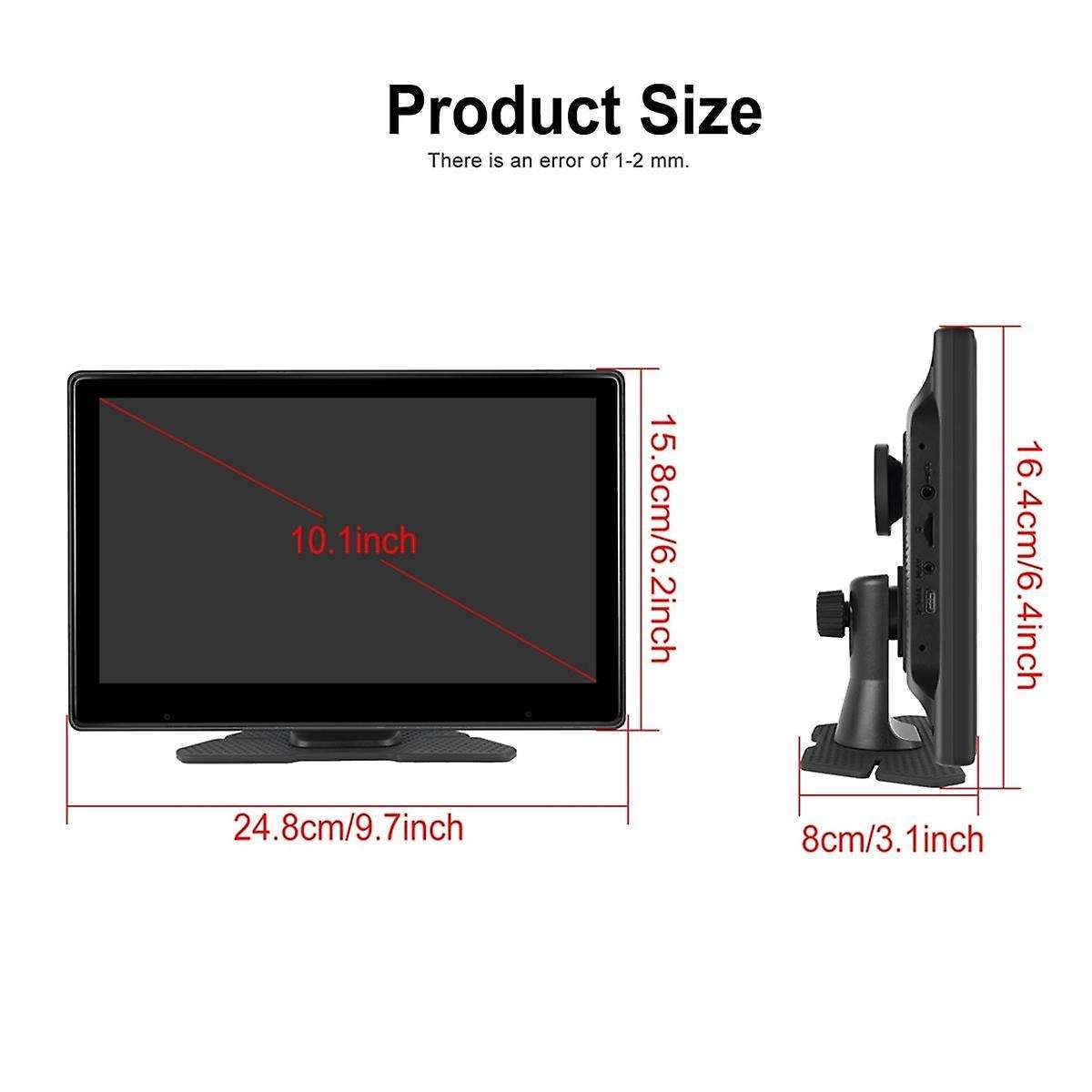 10.1Inch Touch Screen Wireless Carplay & Android Auto Portable Car Multimedia Player 4K DVR Dash Cam