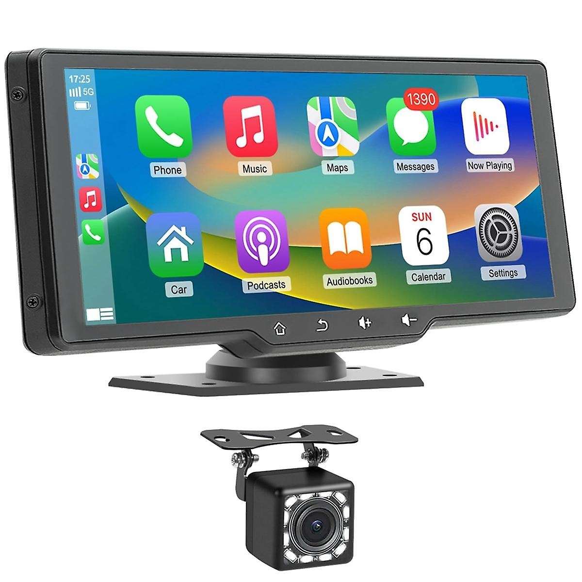 10.26In Portable Car Radio with Backup Camera, Wireless Dash Mount CarPlay & Android Auto Stereo Blu