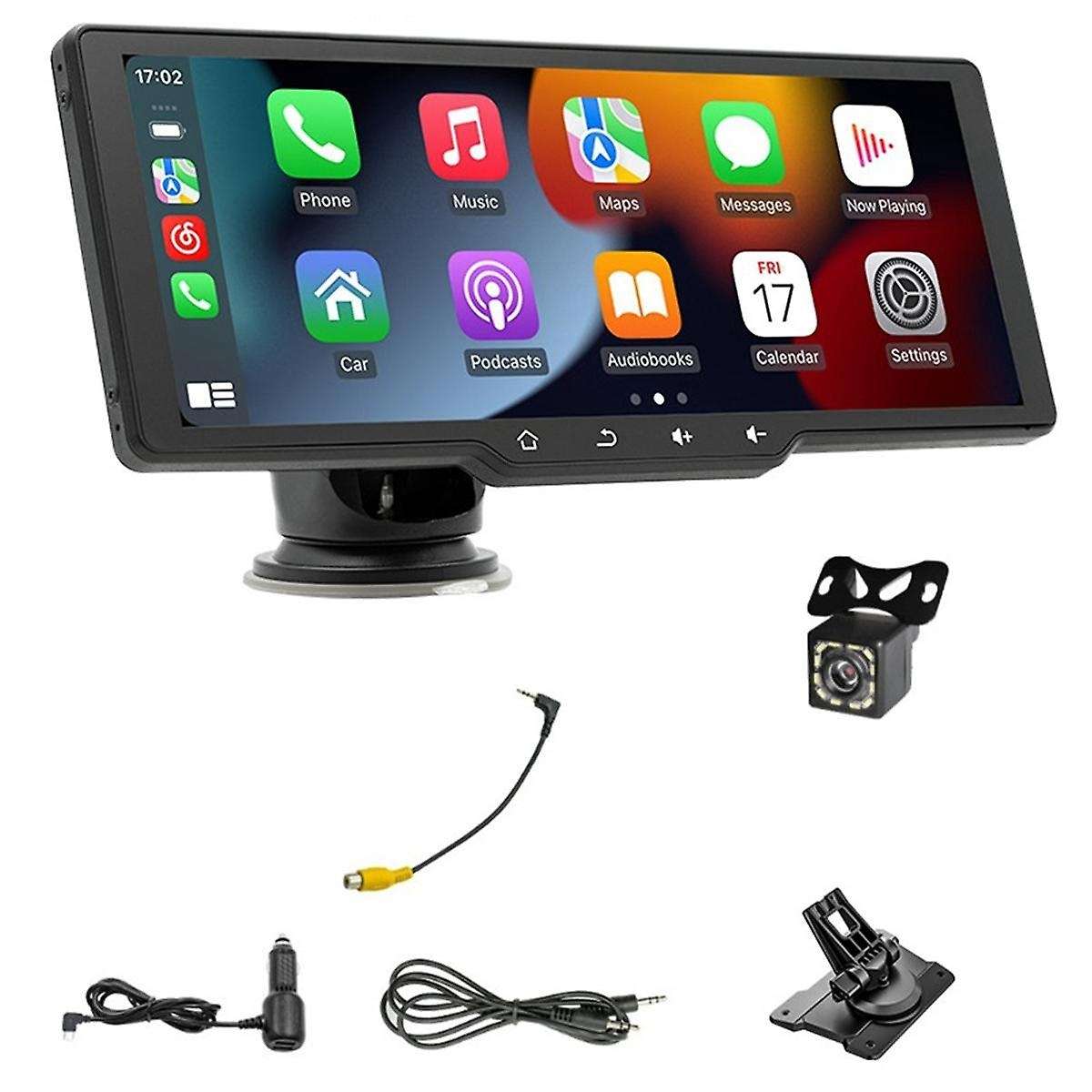 10.26In Portable Car Radio with Backup Camera, Wireless Dash Mount CarPlay & Android Auto Stereo Blu