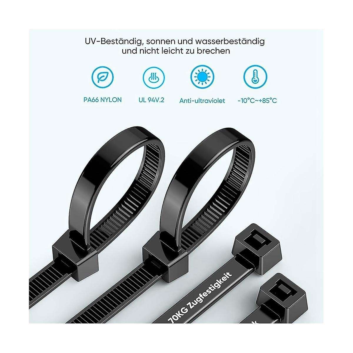 100 Pack Cable Zip Ties Heavy Duty 12 Inch, 7.6mm Strong Plastic Wire Ties with 70kg Tensile Strengt