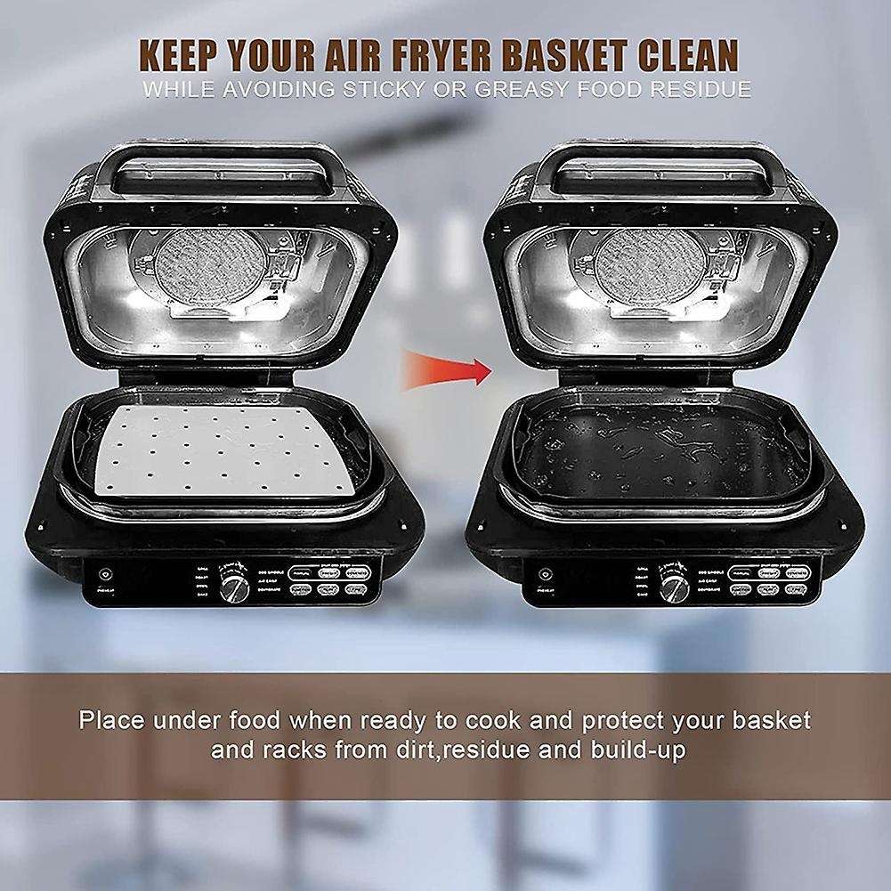 100 Pcs Air Fryer Parchment Liner,Perforated Square Air Fryer Liner for Ninja Foodi Grill 5 in 1 AG