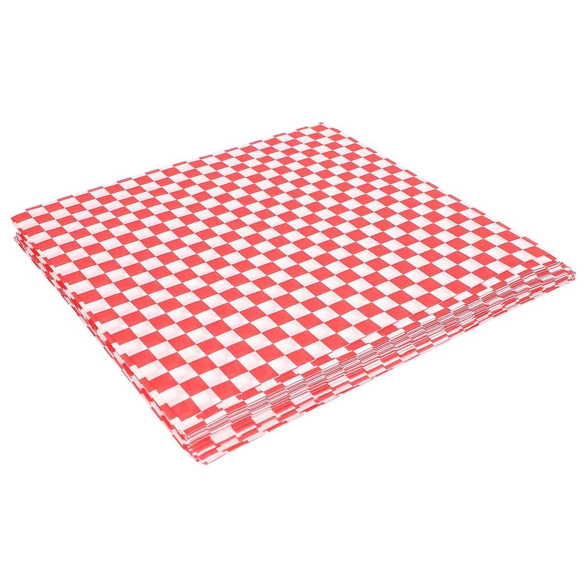 100 Pcs Checkered Candy Basket Liner Food Wrap , Fat Repellent, Sandwich Packing, Red and White