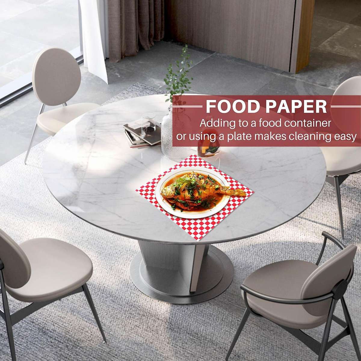 100 Pcs Checkered Candy Basket Liner Food Wrap , Fat Repellent, Sandwich Packing, Red and White