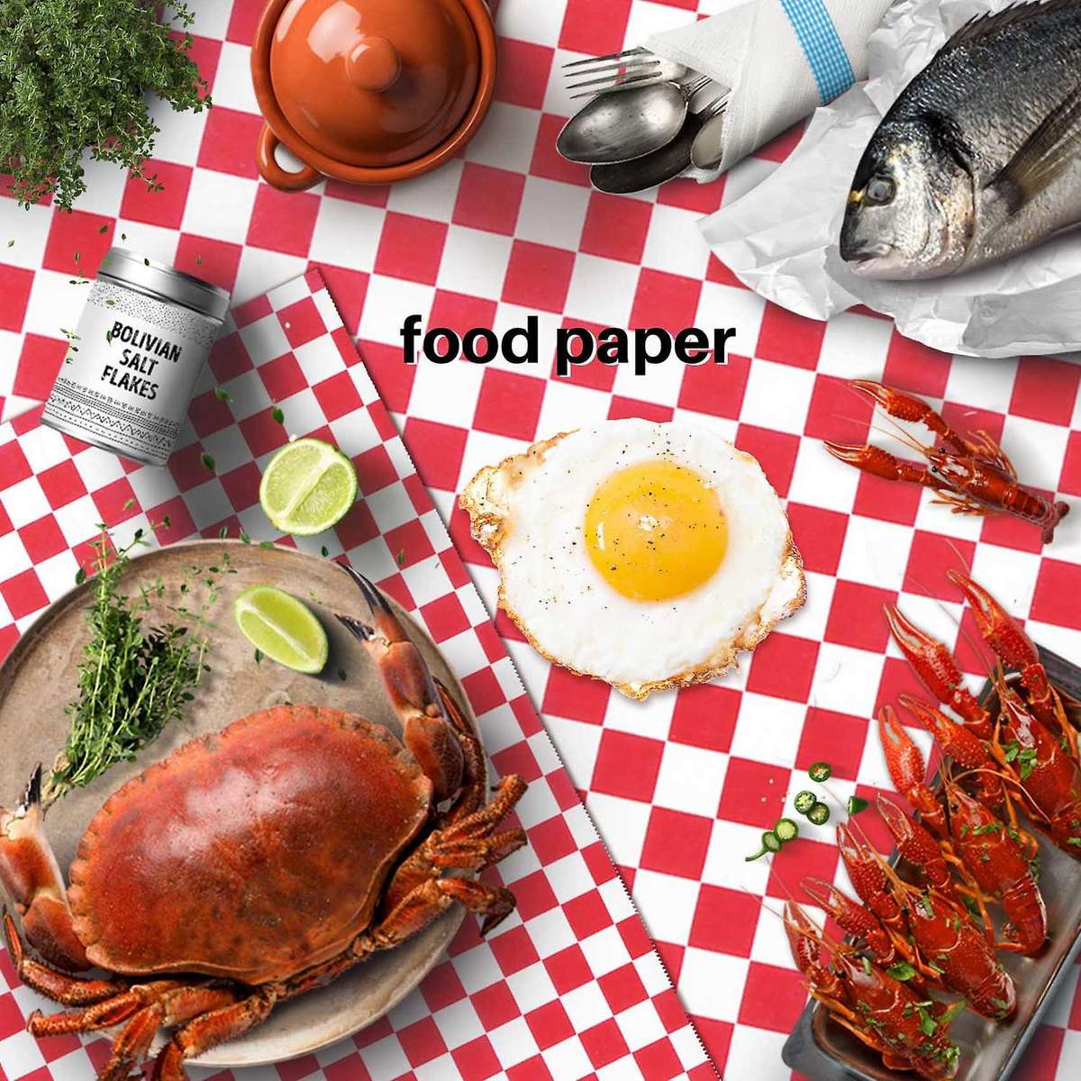 100 Pcs Checkered Candy Basket Liner Food Wrap , Fat Repellent, Sandwich Packing, Red and White