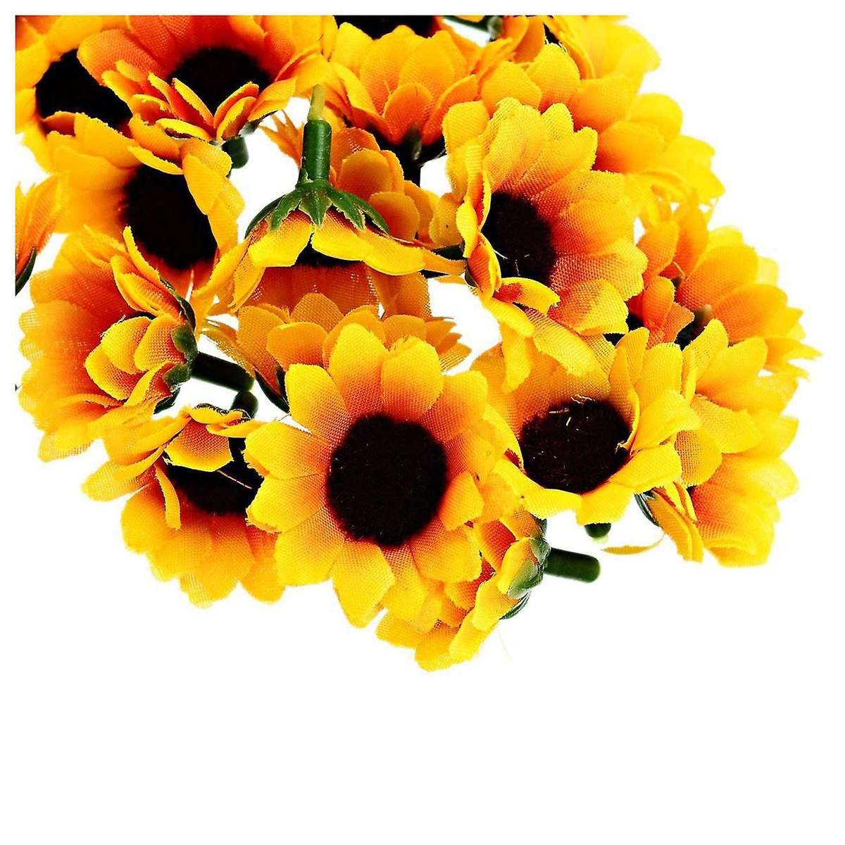 100 Pcs Artificial Little Daisy Heads Compatible Wedding Decor Yellow&Coffee