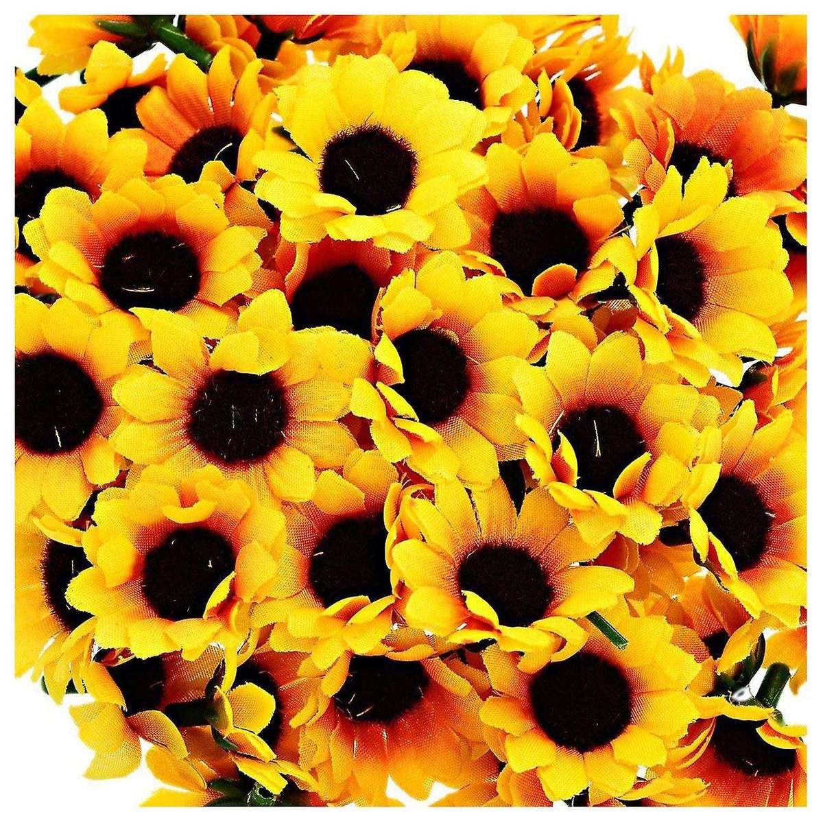 100 Pcs Artificial Little Daisy Heads Compatible Wedding Decor Yellow&Coffee