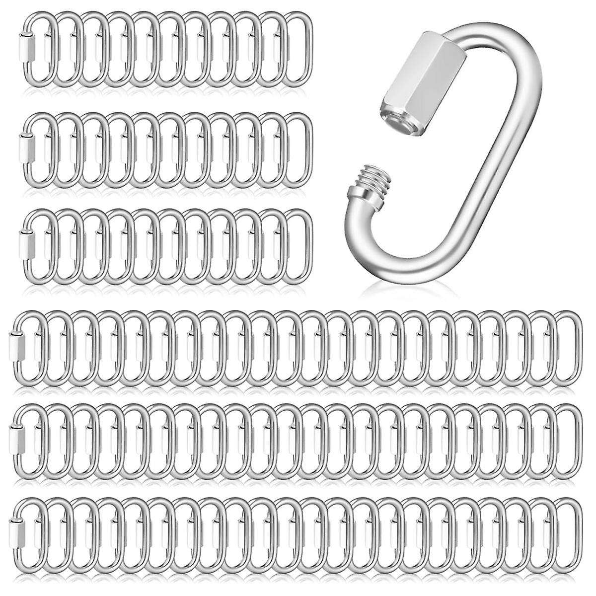 100 Pcs Quick Chain Link Heavy Duty Quick D Shape Link Connector Link for Chains Hammock Gym Outdoor