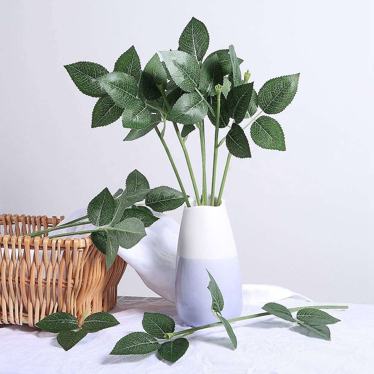 100pcs Artificial Plastic Flower Stems Greenish Flower Branch for Diy Bouquets Wedding Party Decor