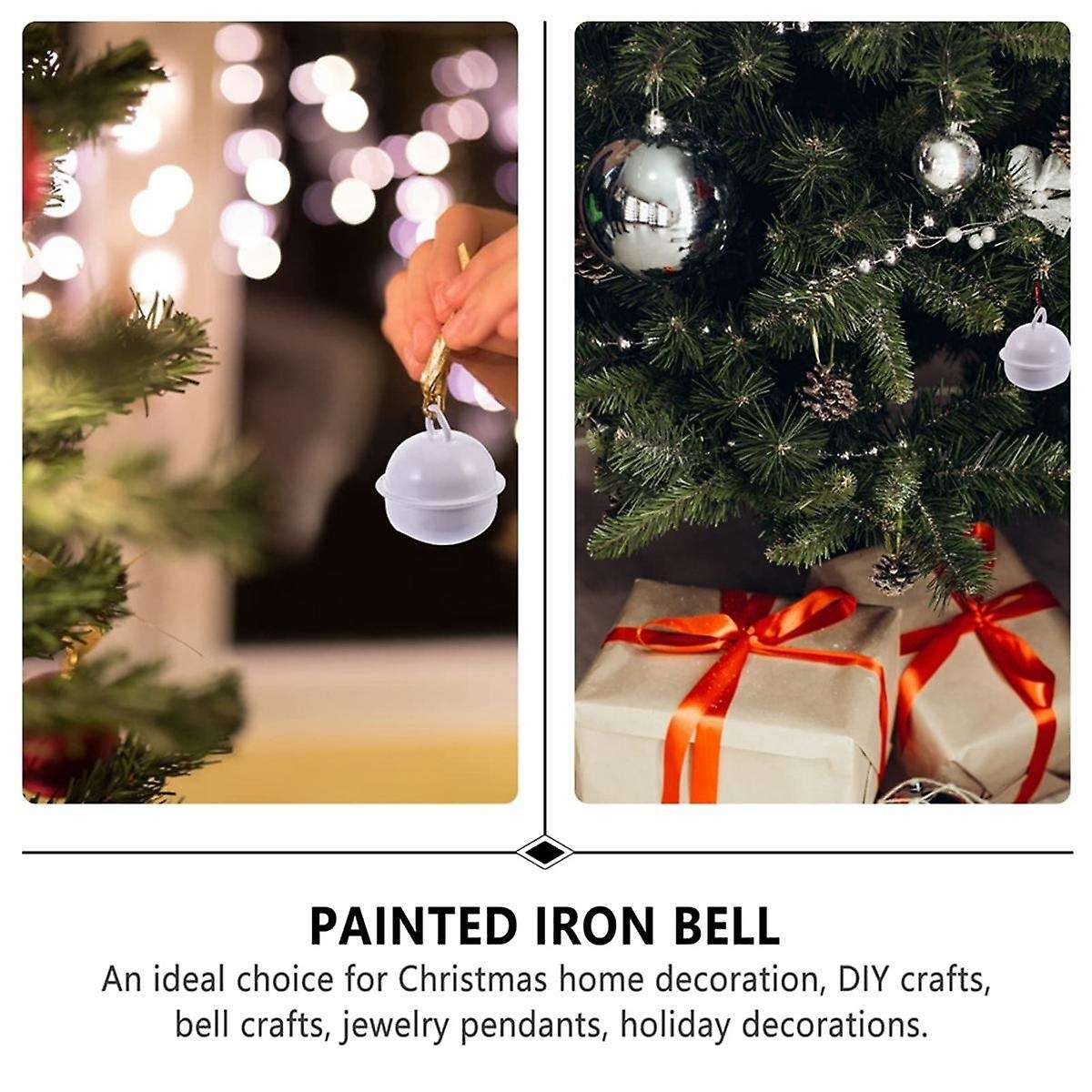 100Pcs Christmas Craft Bell Xmas Bell Pendant Metal Round Jingle Bells Iron Opening Bell Mini Jingle