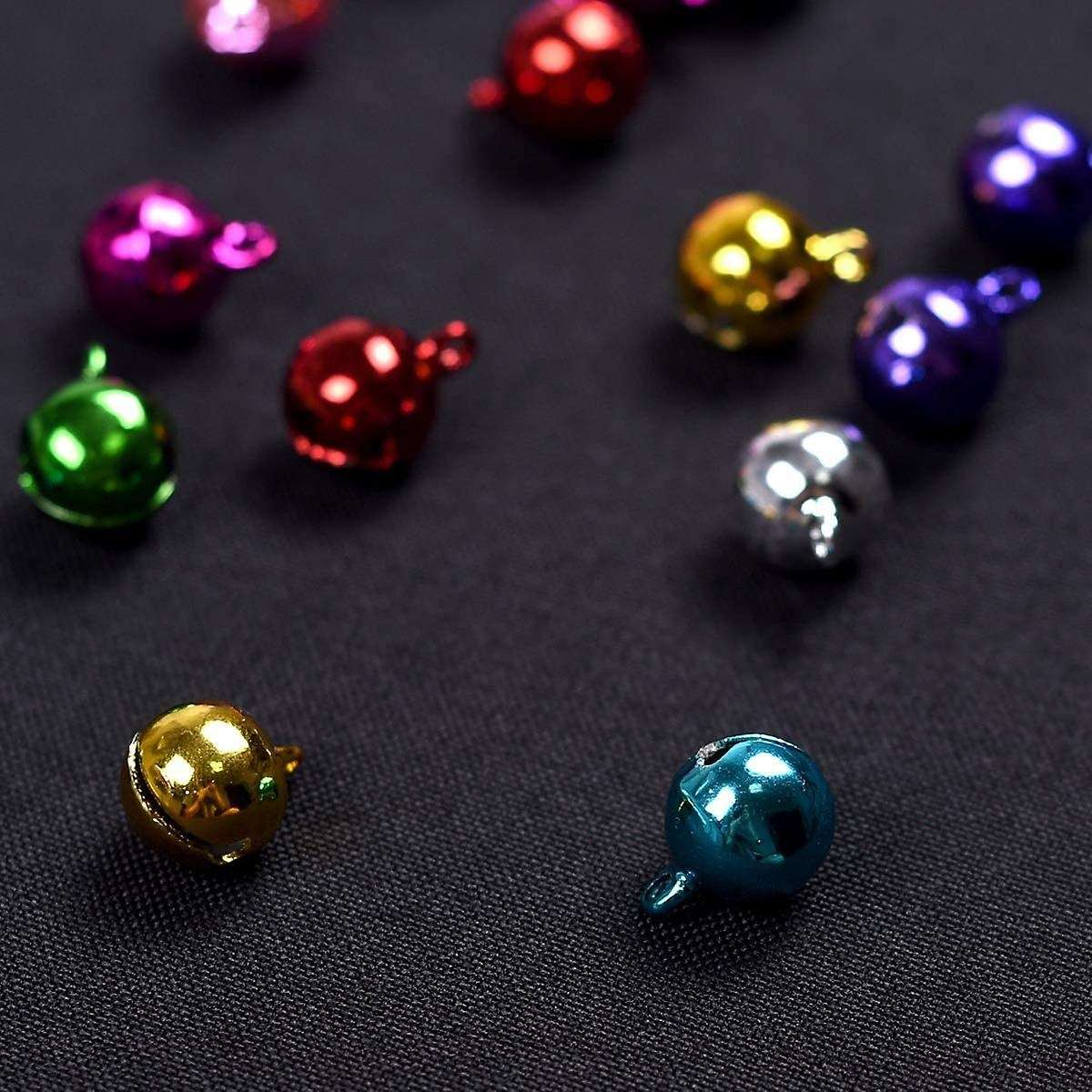 100Pcs Christmas Bells Jingle Bells for Crafts,12mm Small Bells DIY Bells (Colorful,100Pcs)
