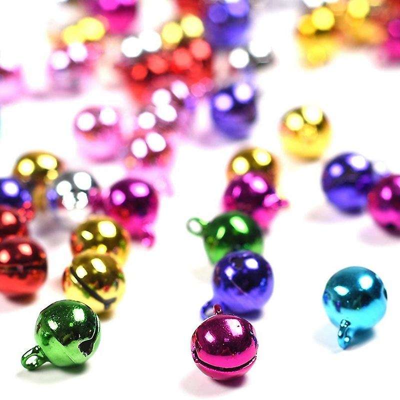 100Pcs Christmas Bells Jingle Bells for Crafts,12mm Small Bells DIY Bells (Colorful,100Pcs)