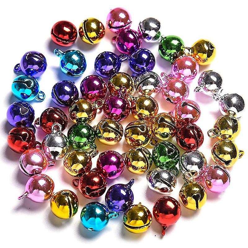 100Pcs Christmas Bells Jingle Bells for Crafts,12mm Small Bells DIY Bells (Colorful,100Pcs)