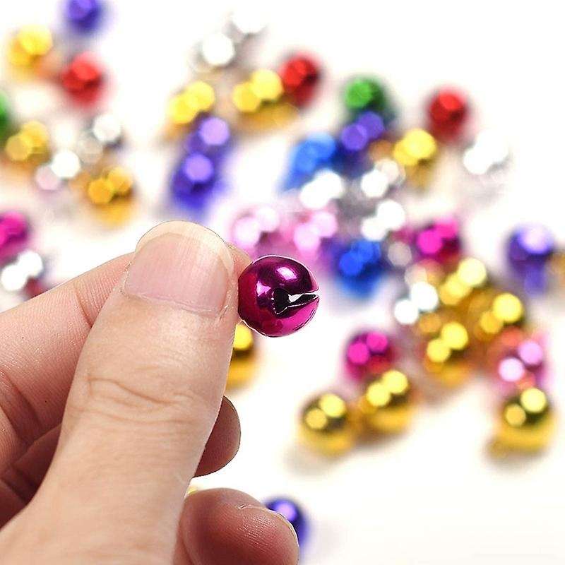 100Pcs Christmas Bells Jingle Bells for Crafts,12mm Small Bells DIY Bells (Colorful,100Pcs)