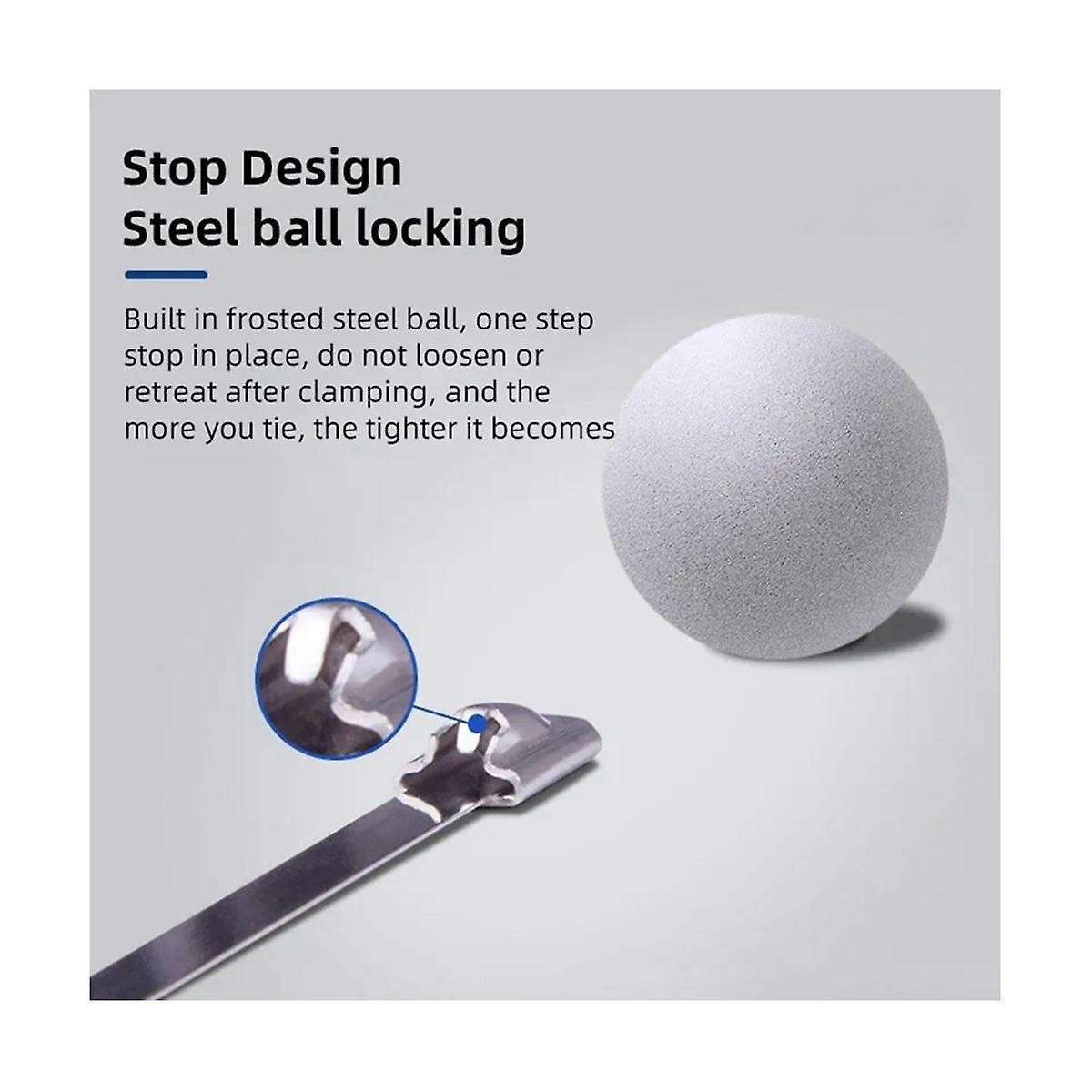 100pcs Stainless Steel Cable Tie Multi- Locking Cable Metal Tie Automatic Tension Cable Tie Plier Bu