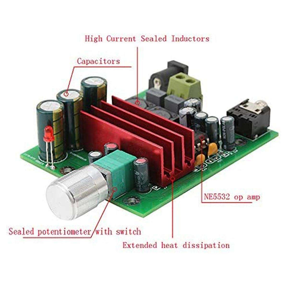 100W TPA3116D2 Amplifier Full Frequency Mono Channel Digital Power Amp Board NE5532 OPAMP 8-25V (Mon