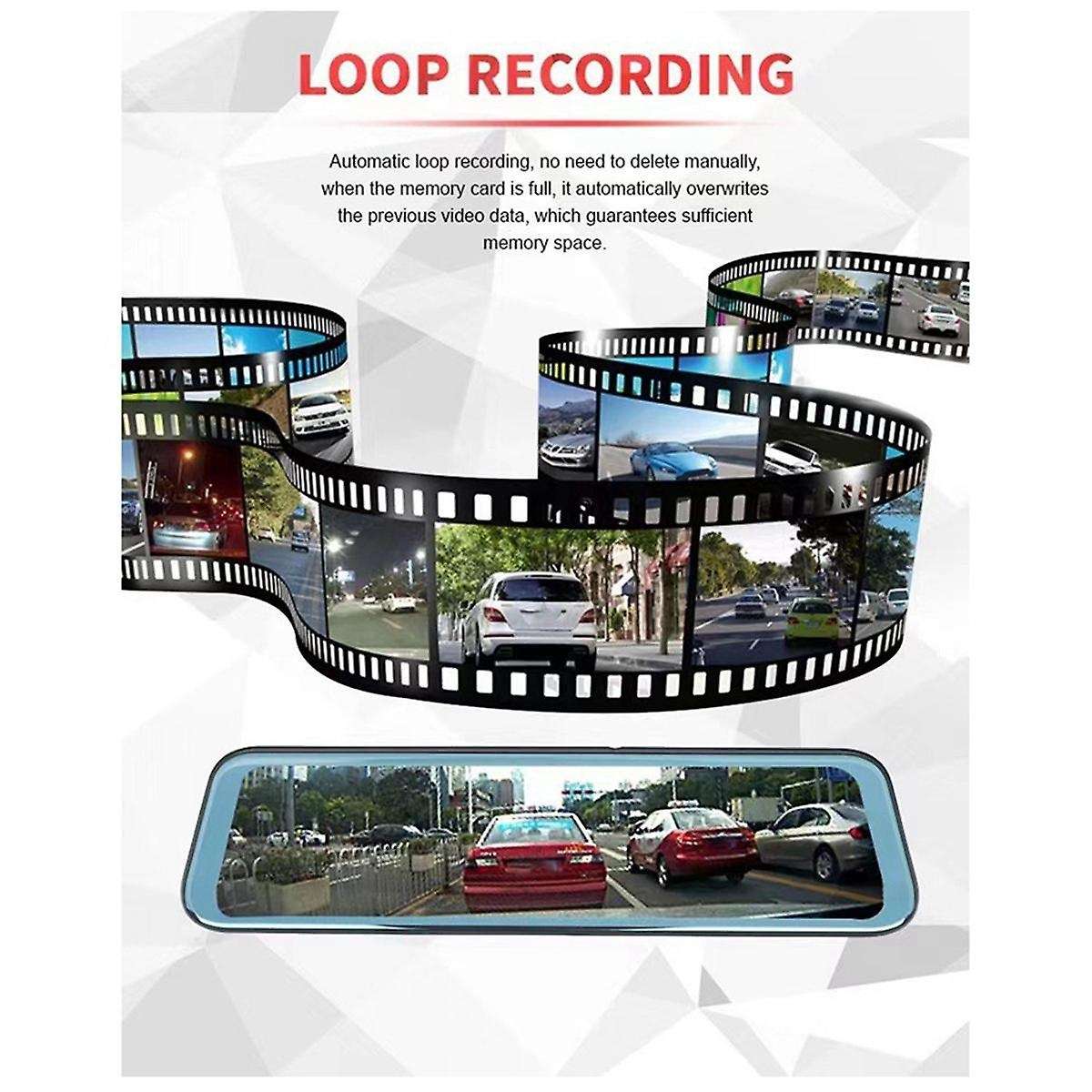10-Inch Driving Recorder Rearview Mirror 4K HD Full Screen Front and Rear Dual Recording Mobile Pho