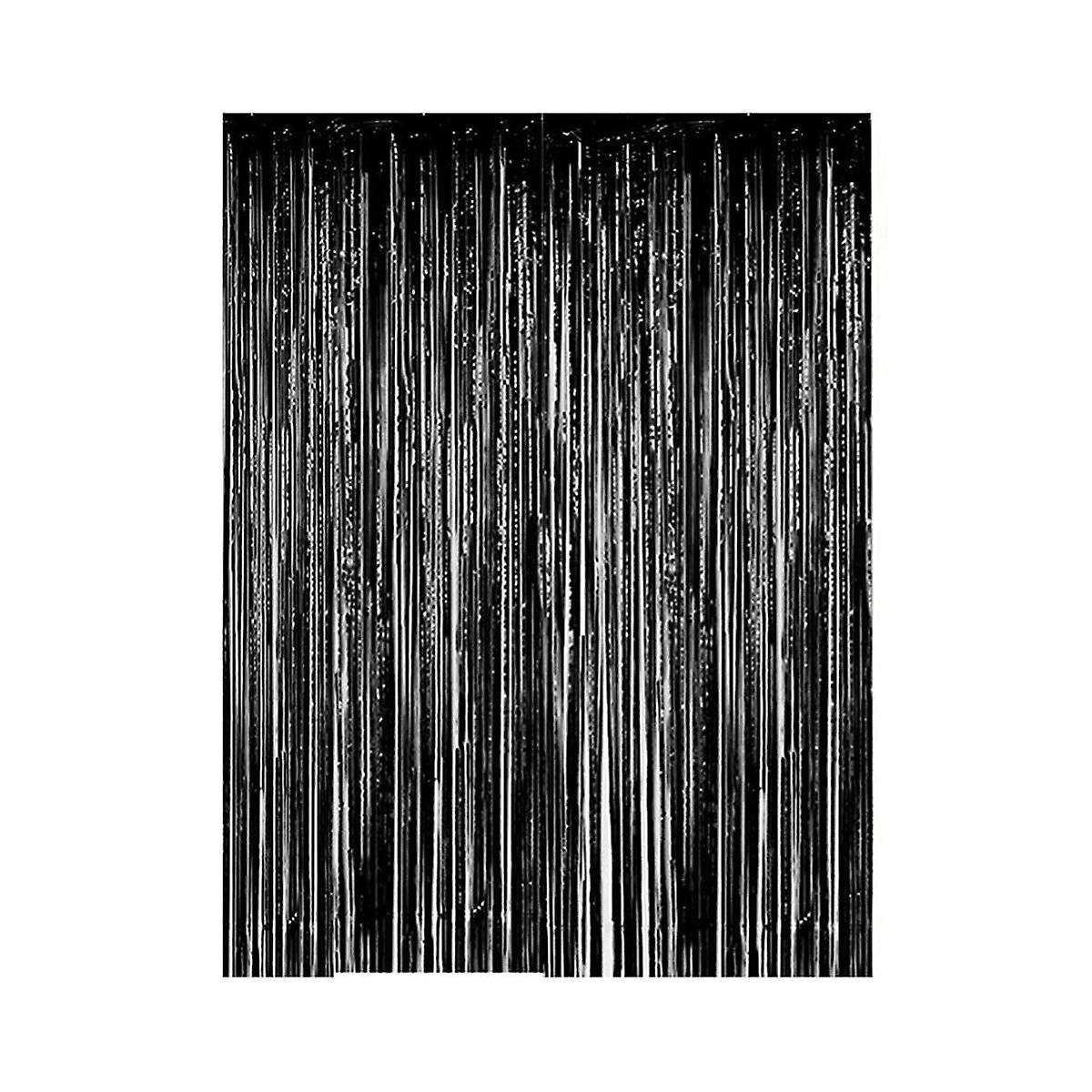 10-pack Black Metallic Foil Curtains 2m Rain Screen Curtain Halloween Background Wall Birthday Decor