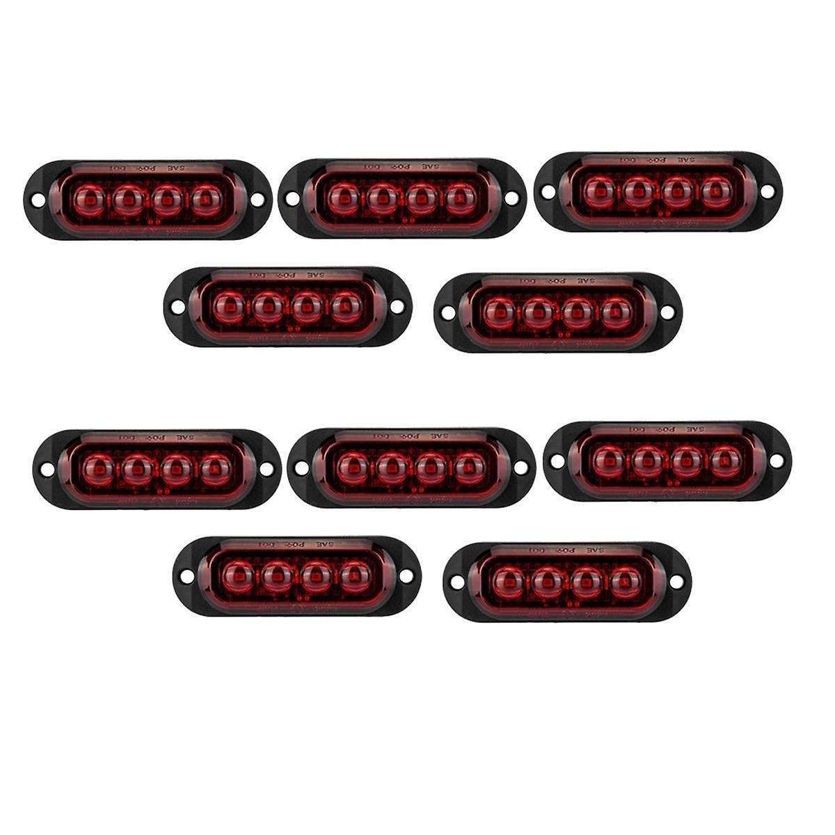 10Pcs 12V-24V 4LED Car Side Marker Lights Turn Signal Lights Side Indicator Lights Taillight for Tra