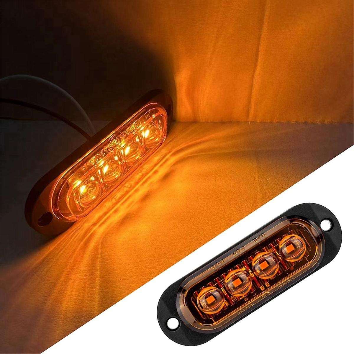 10Pcs 12V-24V 4LED Car Side Marker Lights Turn Signal Lights Side Indicator Lights Taillight for Tra