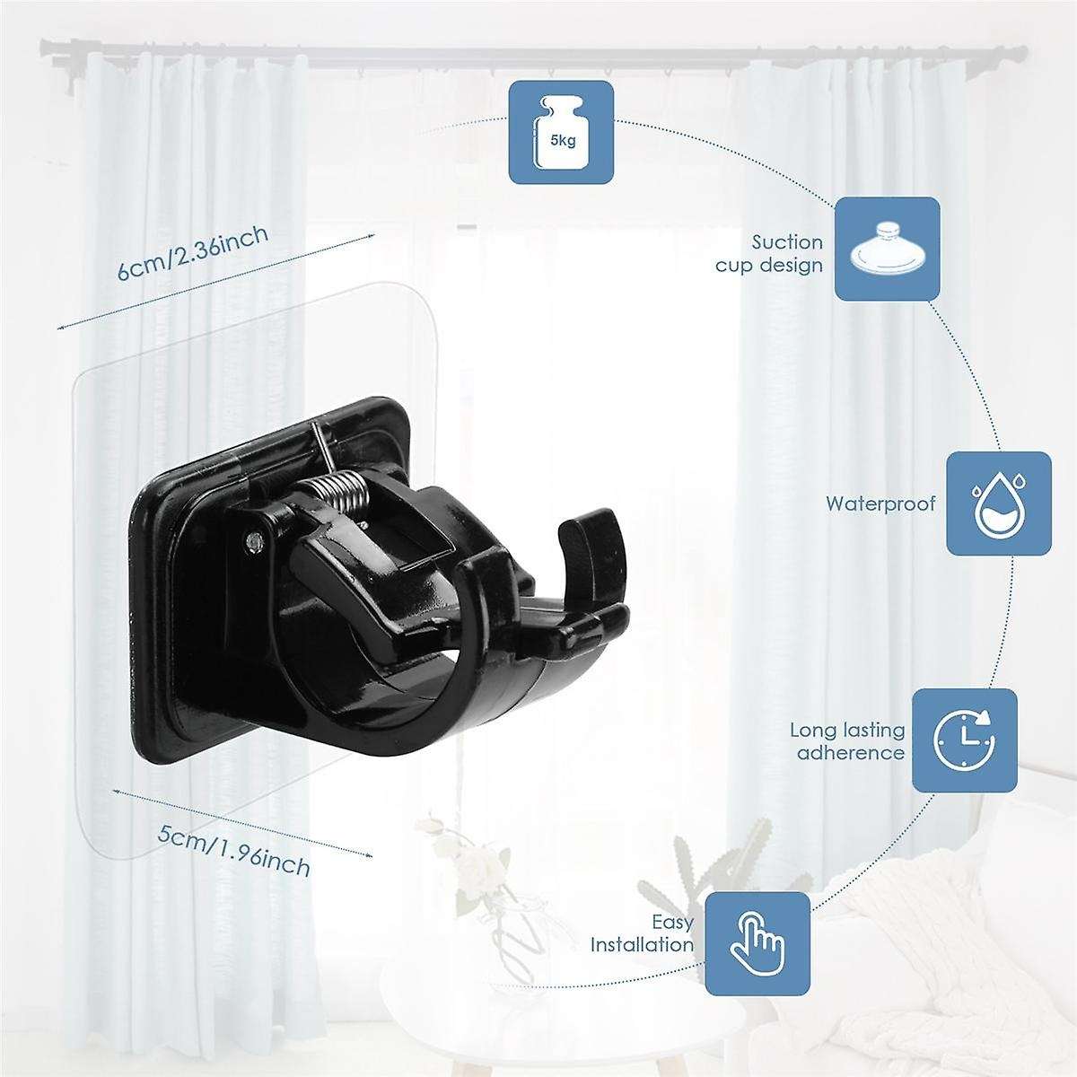 10PCS Adhesive Curtain Rod Holders No Drill Curtain Rods Brackets No Drilling Nail Free Adjustable