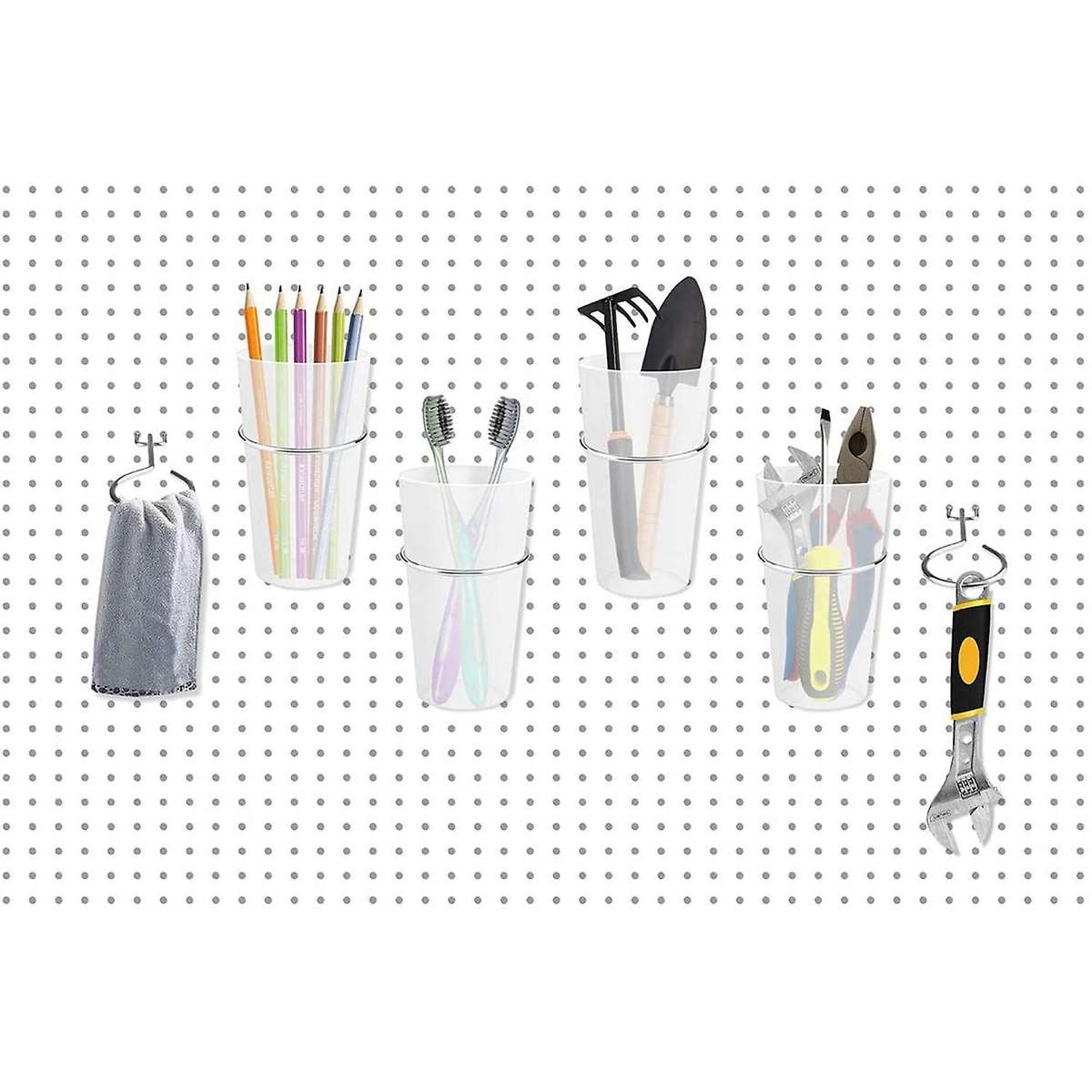 10Pcs Bins with Rings Ring Style Hooks with Cups Cup Holder Accessories Transparent