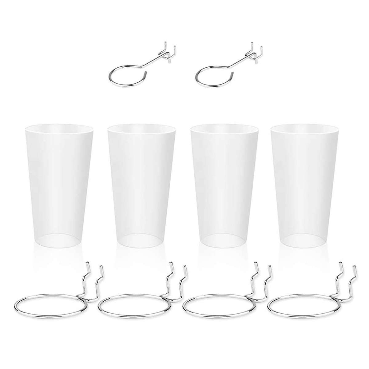 10Pcs Bins with Rings Ring Style Hooks with Cups Cup Holder Accessories Transparent