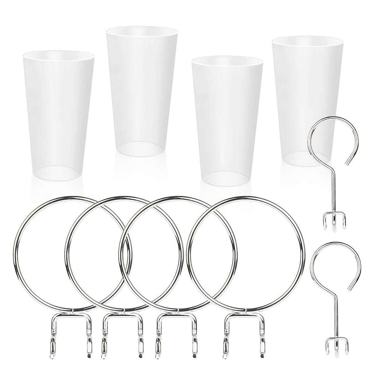 10Pcs Bins with Rings Ring Style Hooks with Cups Cup Holder Accessories Transparent