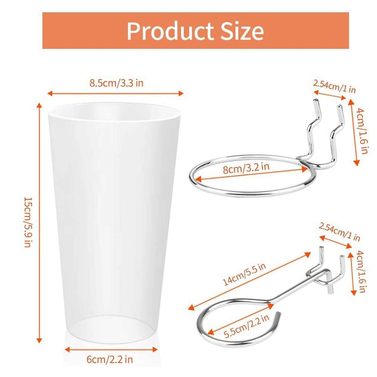 10Pcs Bins with Rings Ring Style Hooks with Cups Cup Holder Accessories Transparent