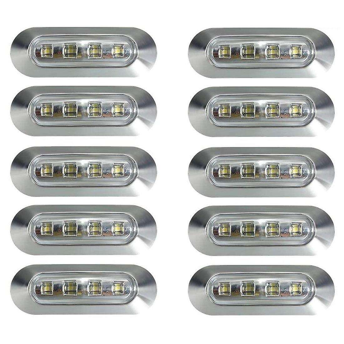 10PCS Clear 4 LED Side Marker Indicator Lights Lamp Tail Lamp Universal for Auto Car Bus Truck Lorry