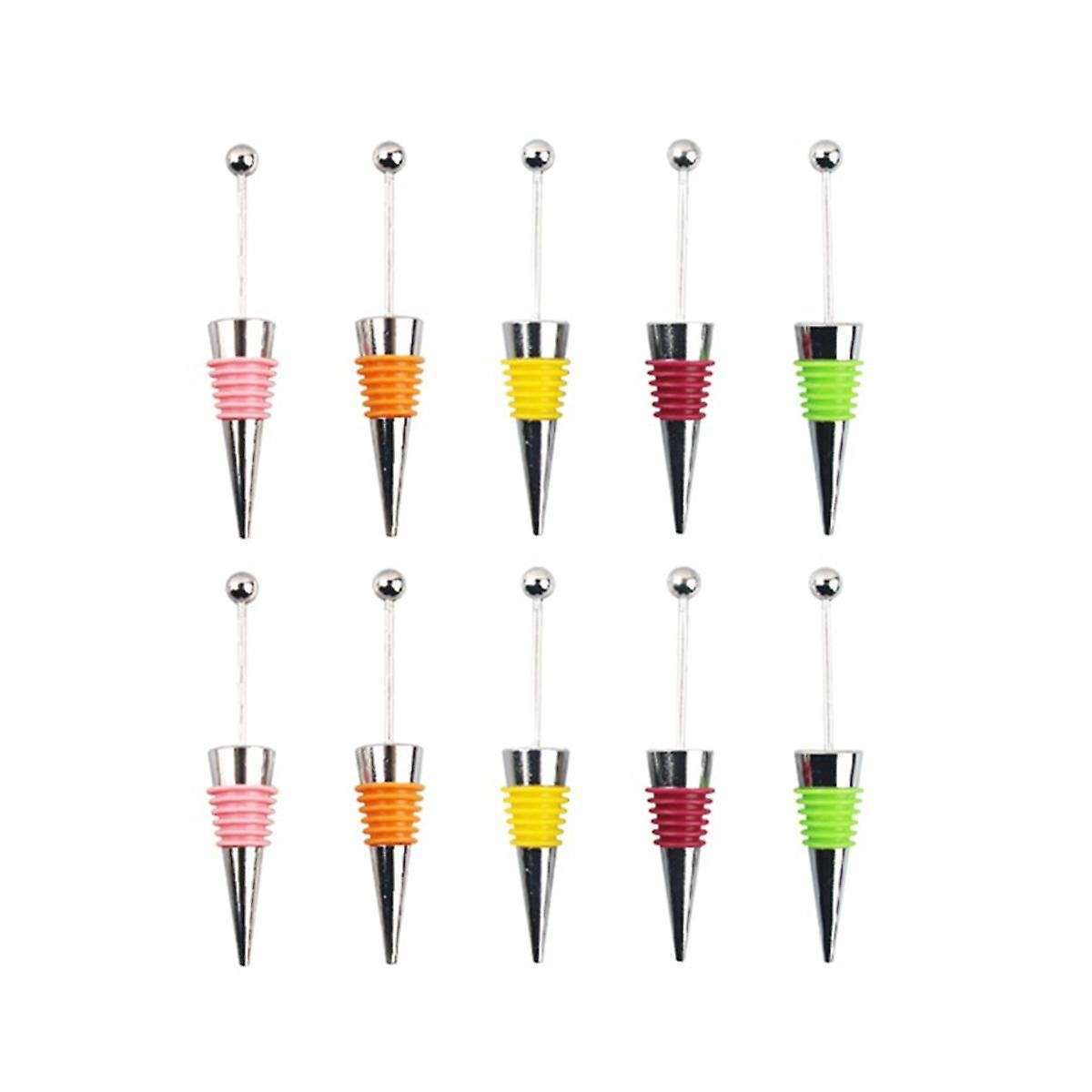 10pcs Diy Beadable Wine Stopper Party Wedding Bar Decor Sealed -keeping Wine Champagne Stopper