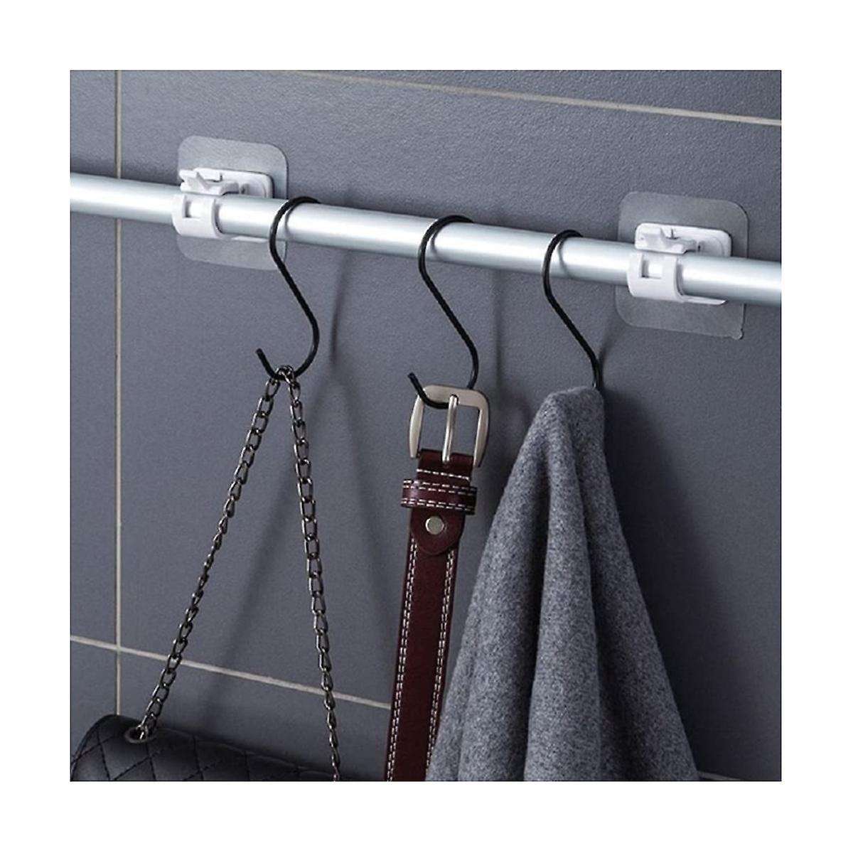 10pcs Hooks for Curtain Rod without Nails Curtain Rod Brackets No Drilling Self Adhesive Fixed Clip