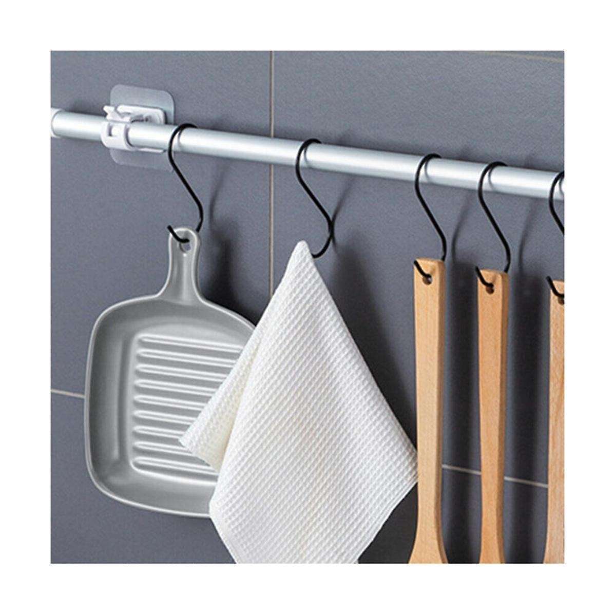 10pcs Hooks for Curtain Rod without Nails Curtain Rod Brackets No Drilling Self Adhesive Fixed Clip