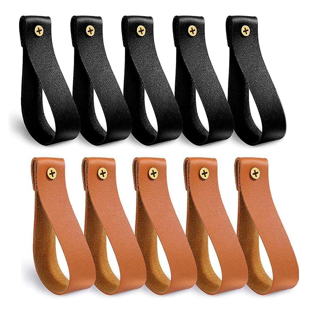 10pcs Leather Curtain Rod Holder,leather Curtain Rod Bracket,pu Leather Loop Strap for Wood Curtain